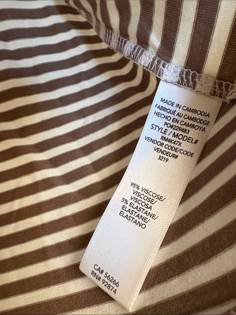 NWT Splendid $68 MSRP Brown & White Striped Short Sleeve Tee - Picture 7 of 8